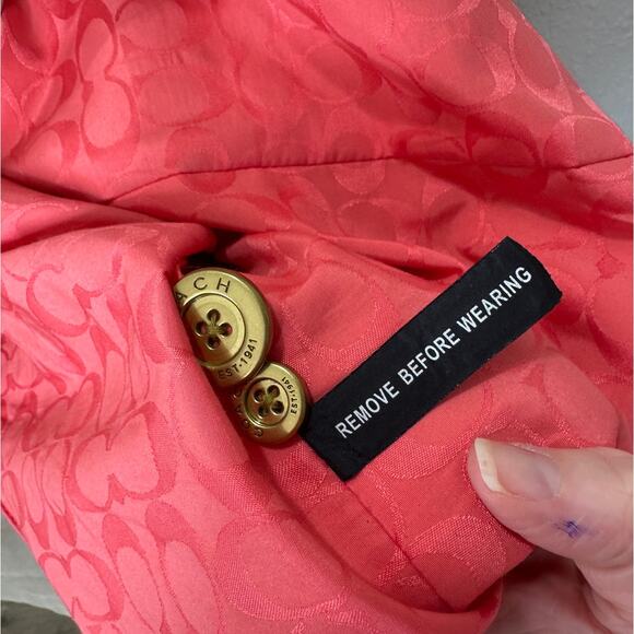 Coach Tan Double Breasted Tie Belt Trench Coat Gold Buttons Small - Picture 9 of 16